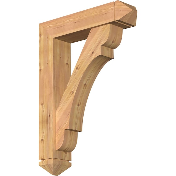 Ekena Millwork Olympic Arts and Crafts Smooth Bracket w/ Offset Brace, Western Red Cedar, 7 1/2"W x 32"D x 44"H BKT0806X32X44OLY03SWR - main